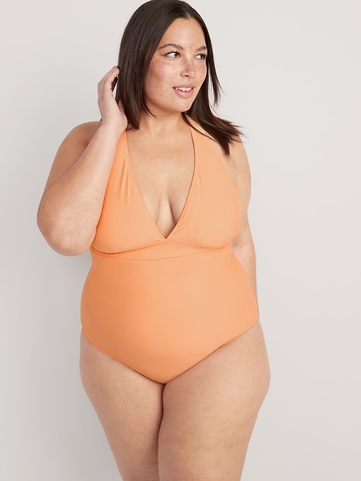 Image number 7 showing, Matching V-Neck One-Piece Swimsuit