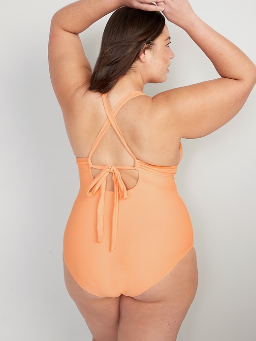 Image number 8 showing, Matching V-Neck One-Piece Swimsuit