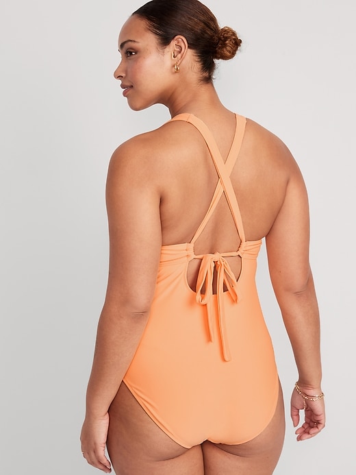 Image number 6 showing, Matching V-Neck One-Piece Swimsuit