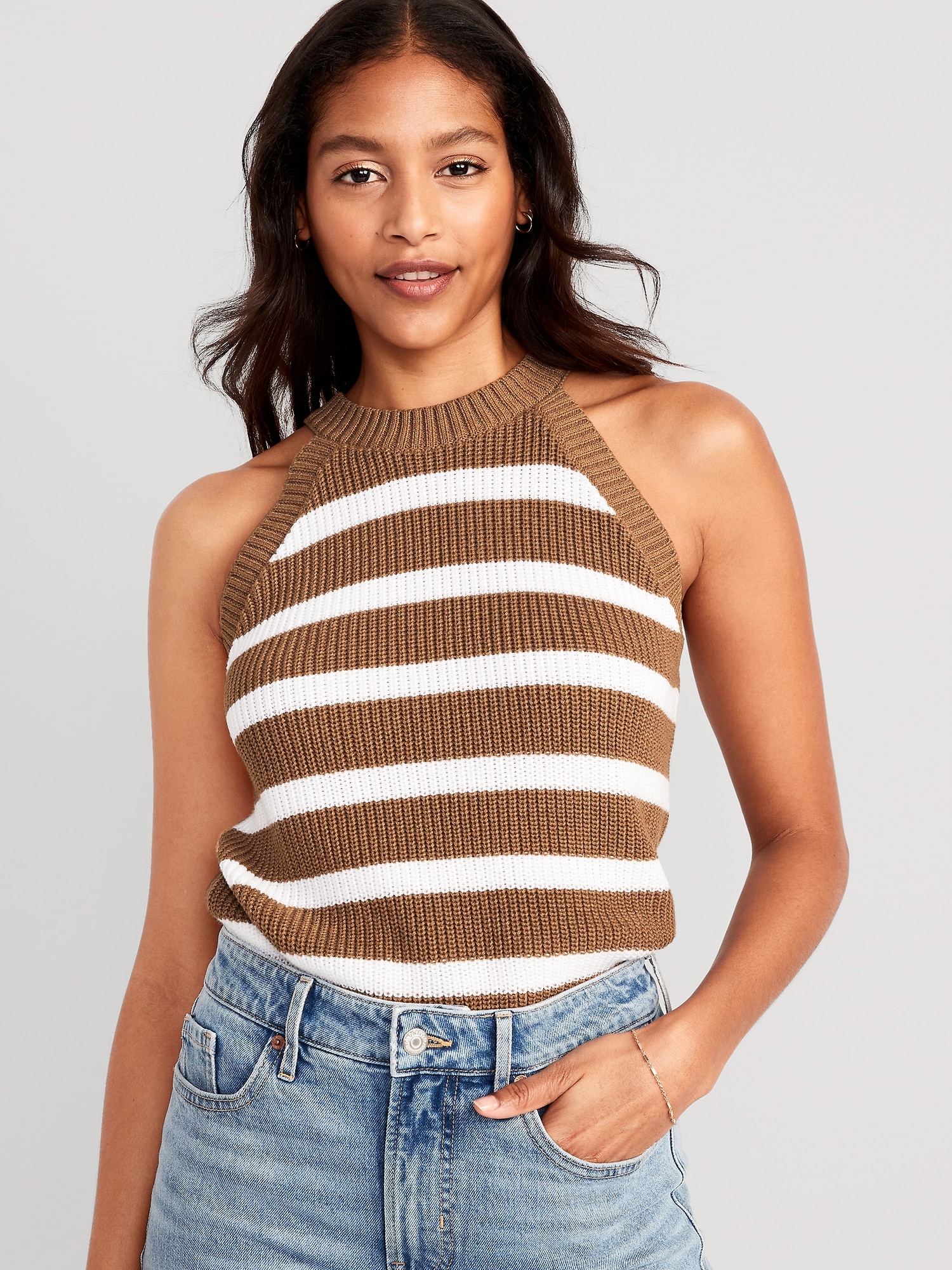 Cozy Cropped Sweater Tank Top for Women