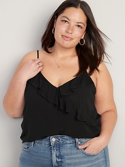 Textured Ruffled Wrap-Effect Cami Top