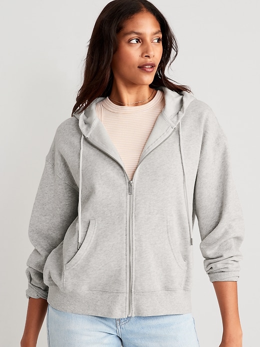 Image number 1 showing, Slouchy Fleece Full-Zip Hoodie for Women