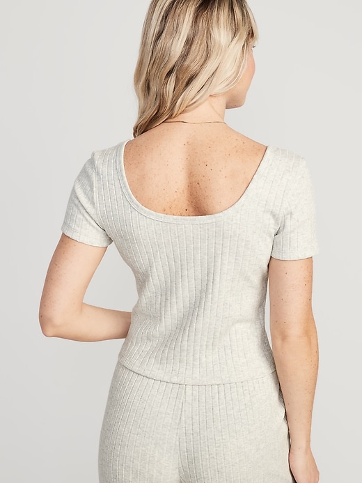 Image number 2 showing, Scoop-Neck Rib-Knit Pajama T-Shirt