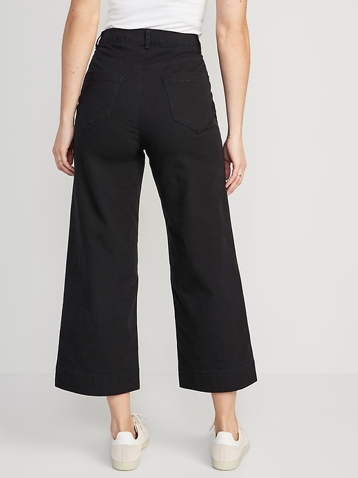 Image number 2 showing, High-Waisted Wide-Leg Cropped Chino Pants