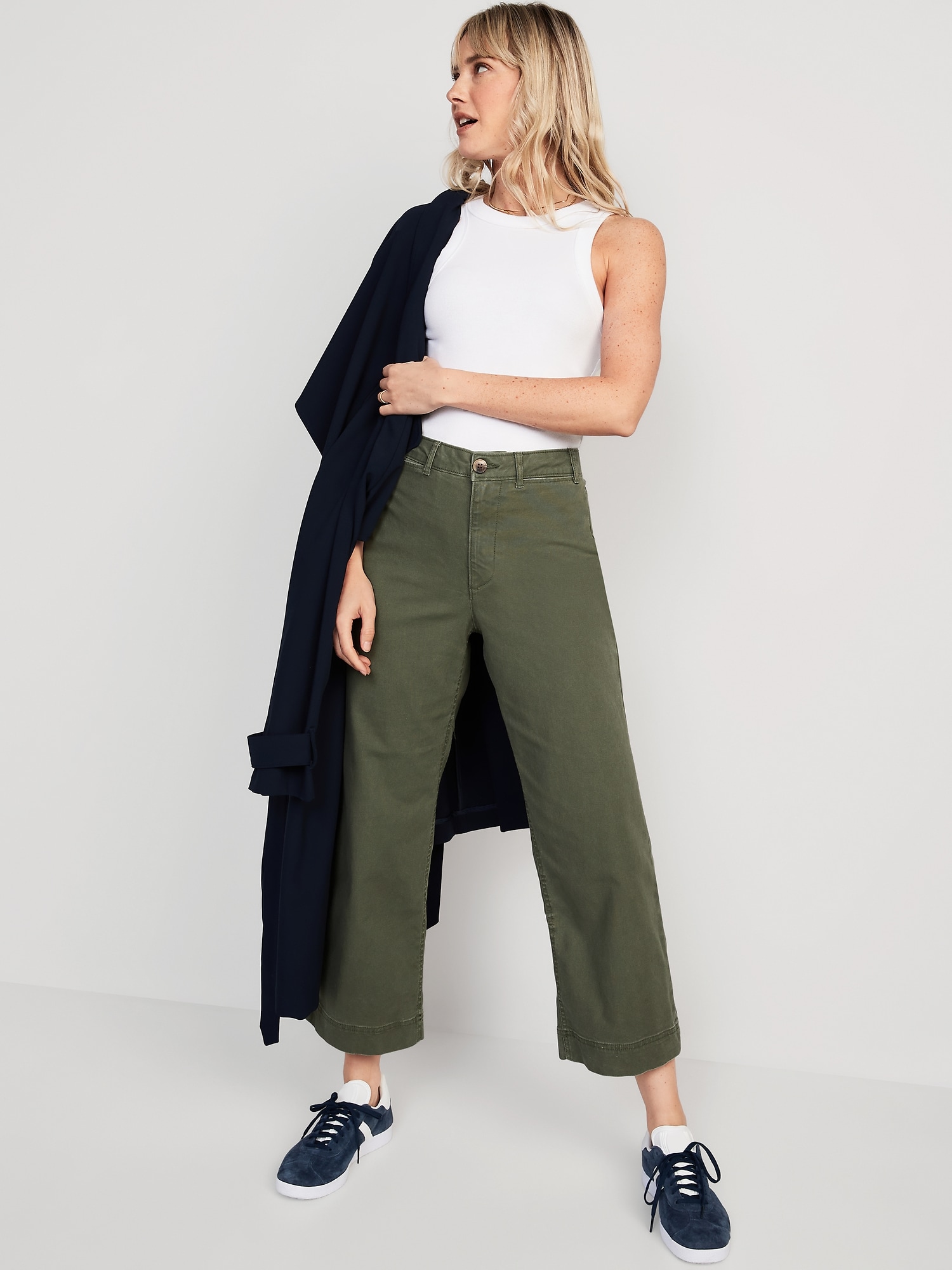 High-Waisted Wide-Leg Cropped Chino Pants, Old Navy