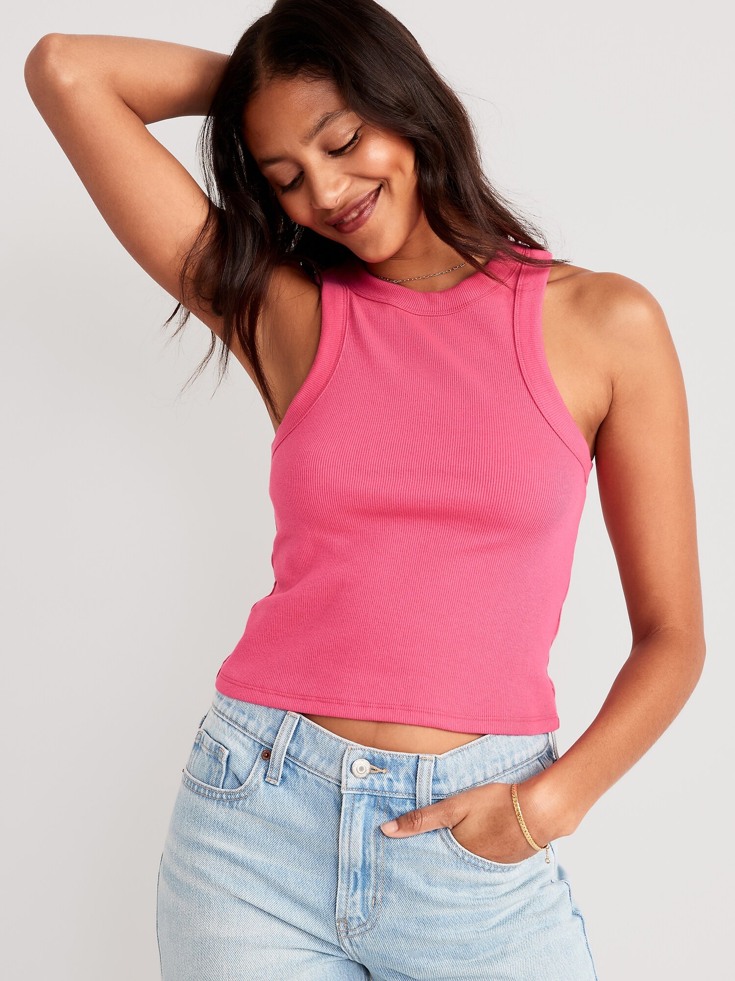 Old Navy Rib-Knit Cropped Tank Top for Women pink - 537465093