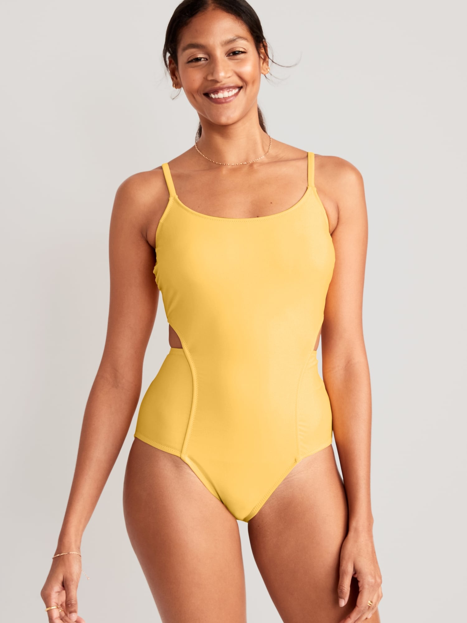 Old Navy Cutout One-Piece Swimsuit for Women yellow. 1