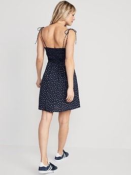 Fit & Flare Printed Tie-Shoulder Mini Dress for Women | Old Navy