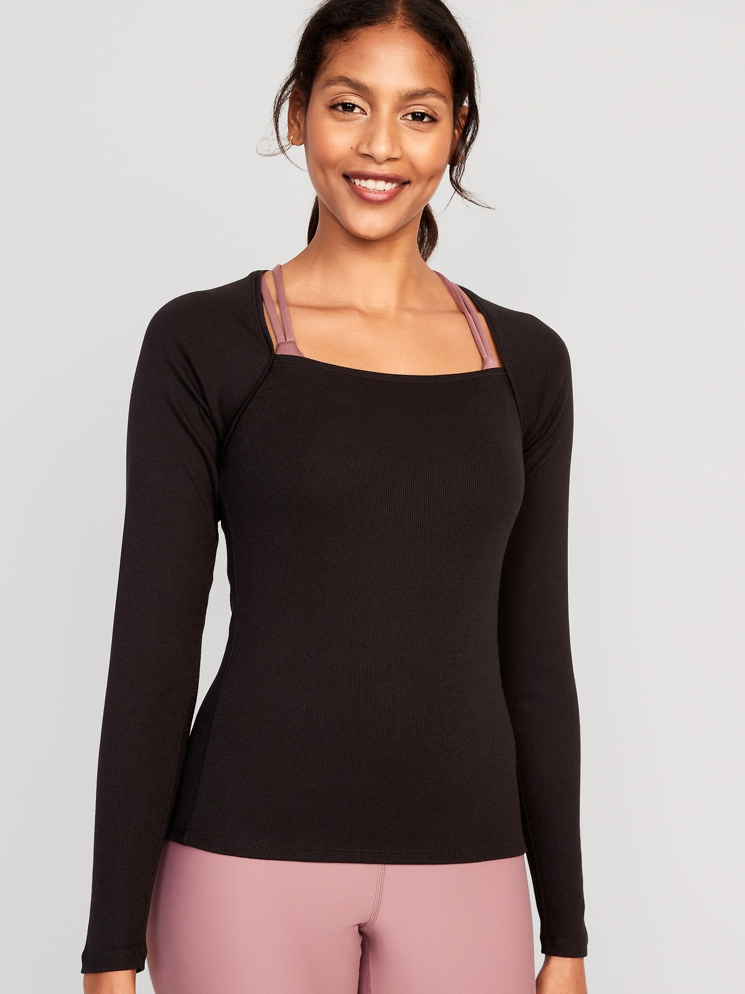 Old Navy UltraLite Rib-Knit Bolero Top for Women black. 1