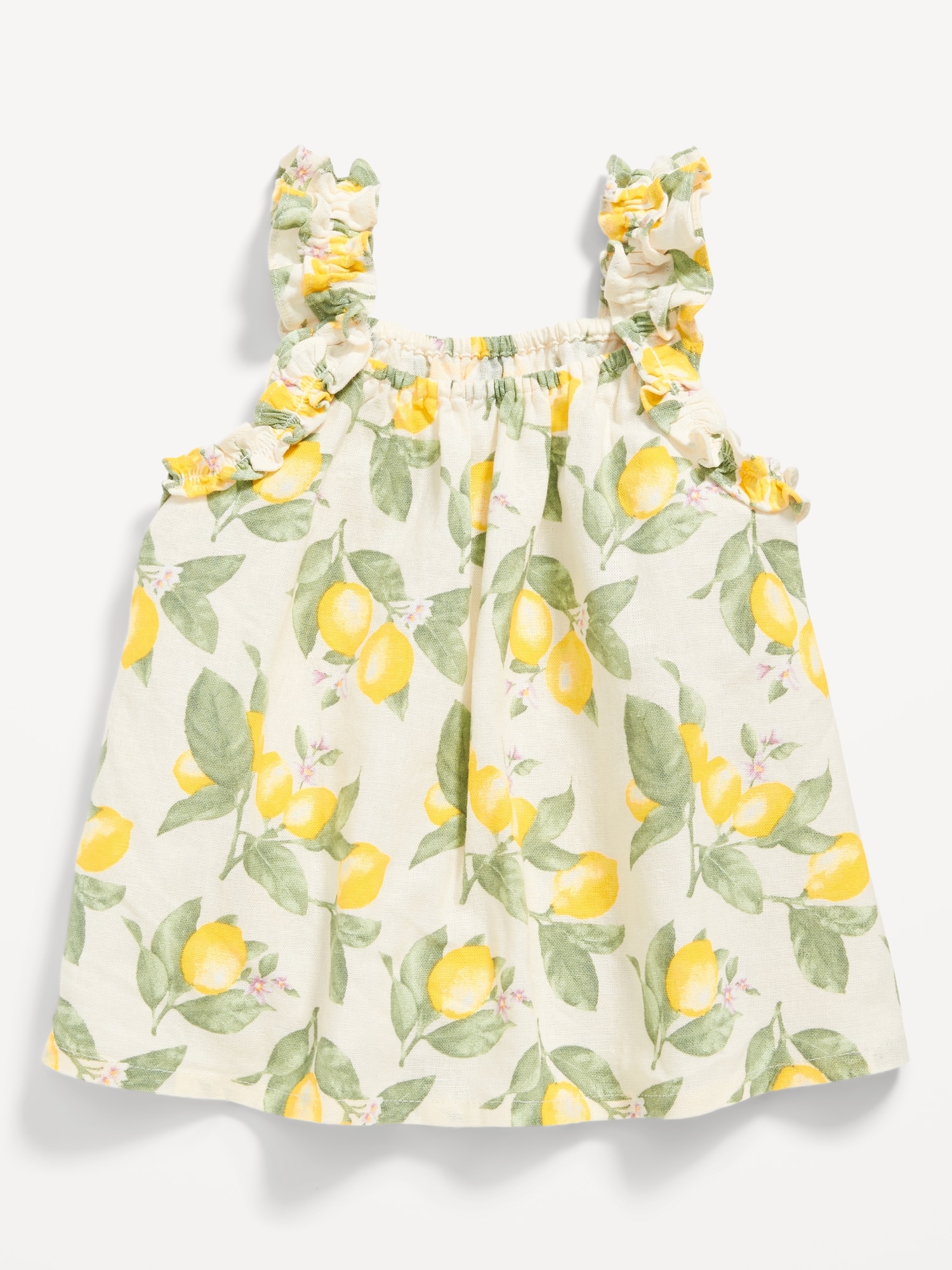 Old Navy Sleeveless Ruffle-Trim Floral-Print Top for Baby yellow. 1