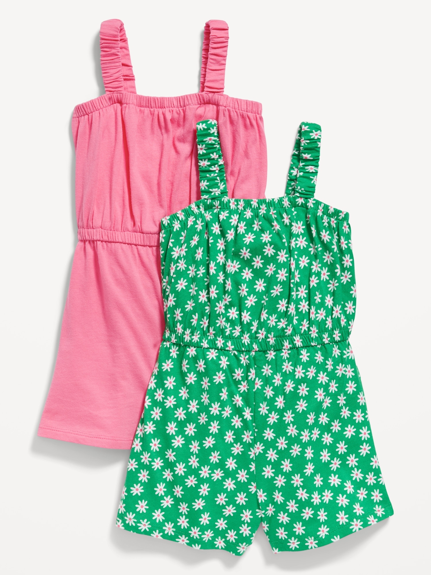 Old Navy Sleeveless Jersey-Knit Romper 2-Pack for Toddler Girls green. 1