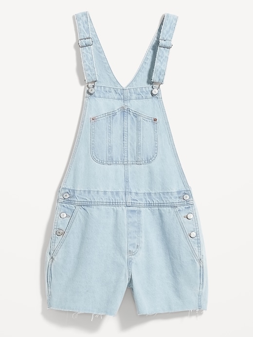 Image number 4 showing, Slouchy Straight Non-Stretch Jean Cut-Off Short Overalls -- 3.5-inch inseam