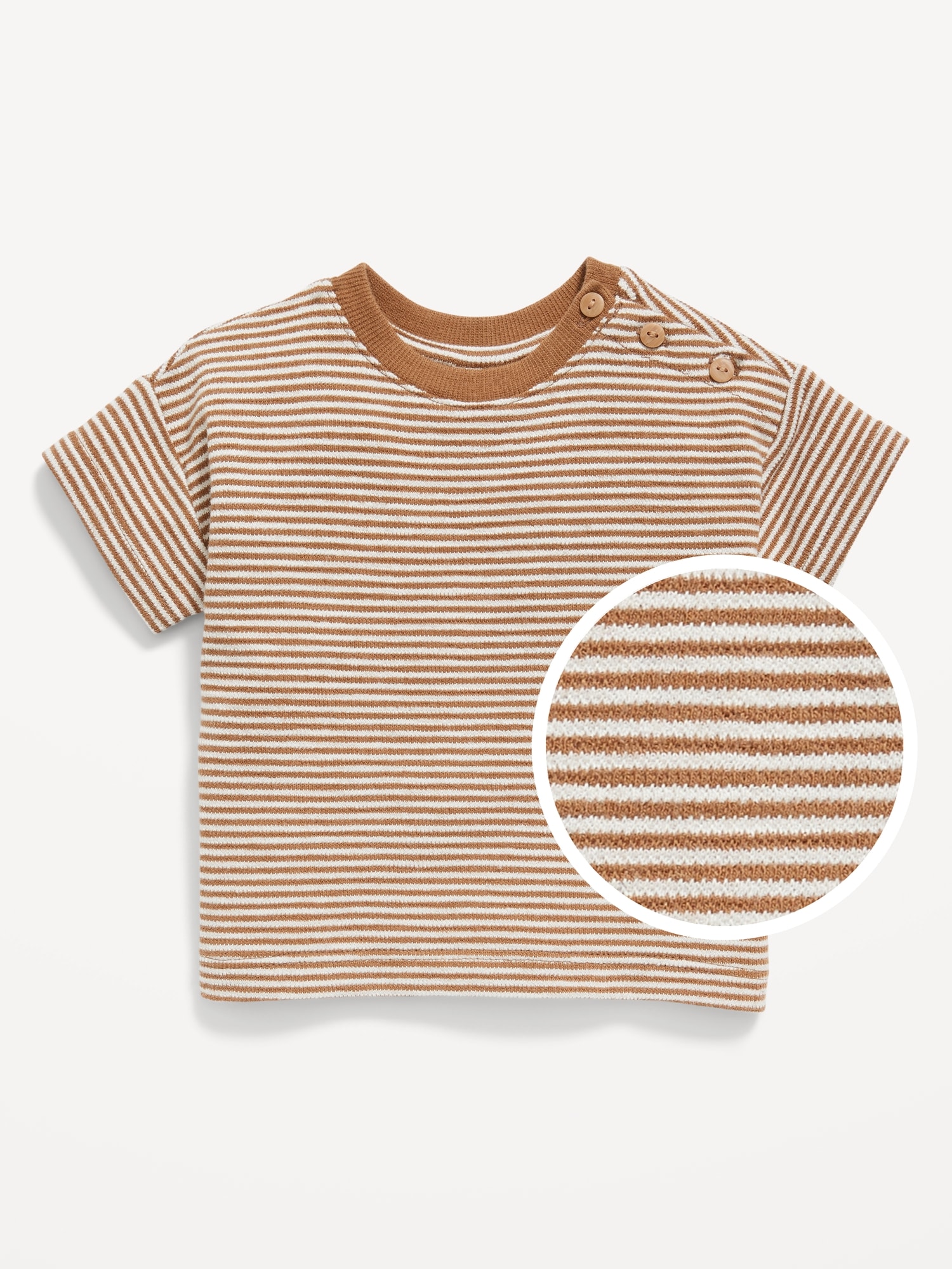 Old Navy Unisex Printed Buttoned-Shoulder Textured-Knit T-Shirt for Baby brown. 1