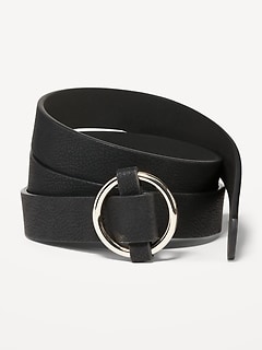Adjustable Faux Textured-Leather Belt for Women (1.5-inch)