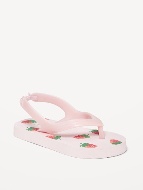 Printed Flip-Flops for Toddler Girls (Partially Plant-Based) - Strawberry