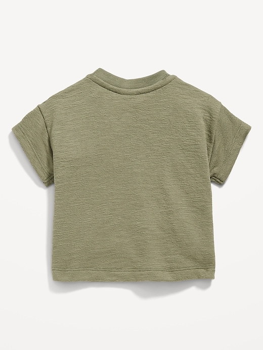 View large product image 2 of 2. Unisex Solid Buttoned Pocket Textured-Knit T-Shirt for Baby