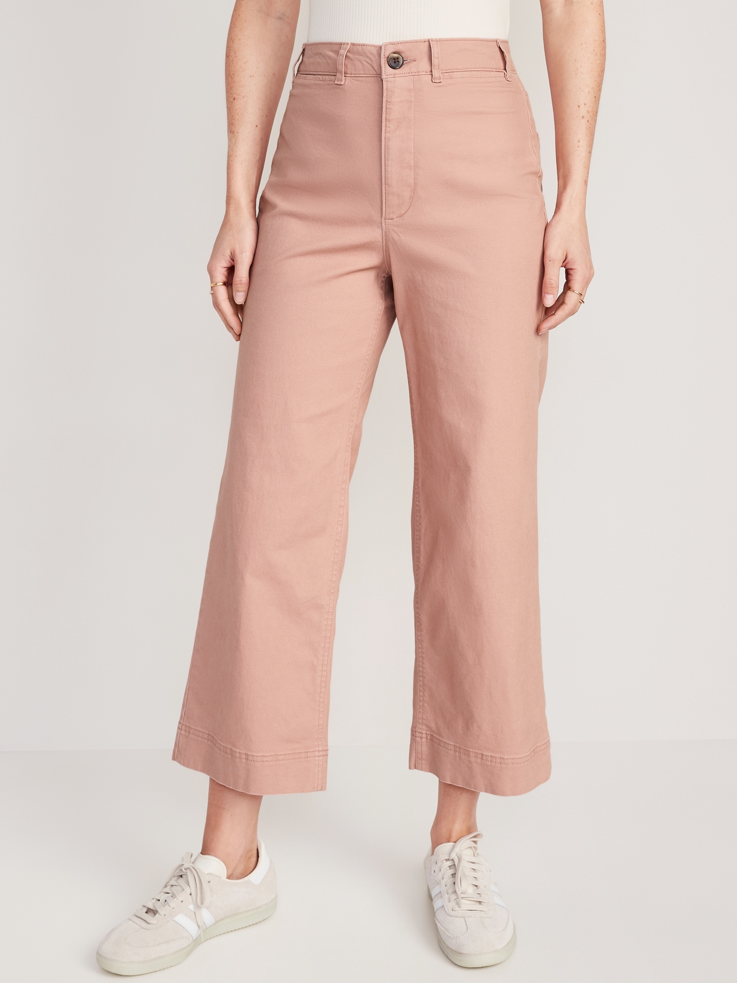 Old Navy High-Waisted Cropped Wide-Leg Chino Pants for Women pink. 1