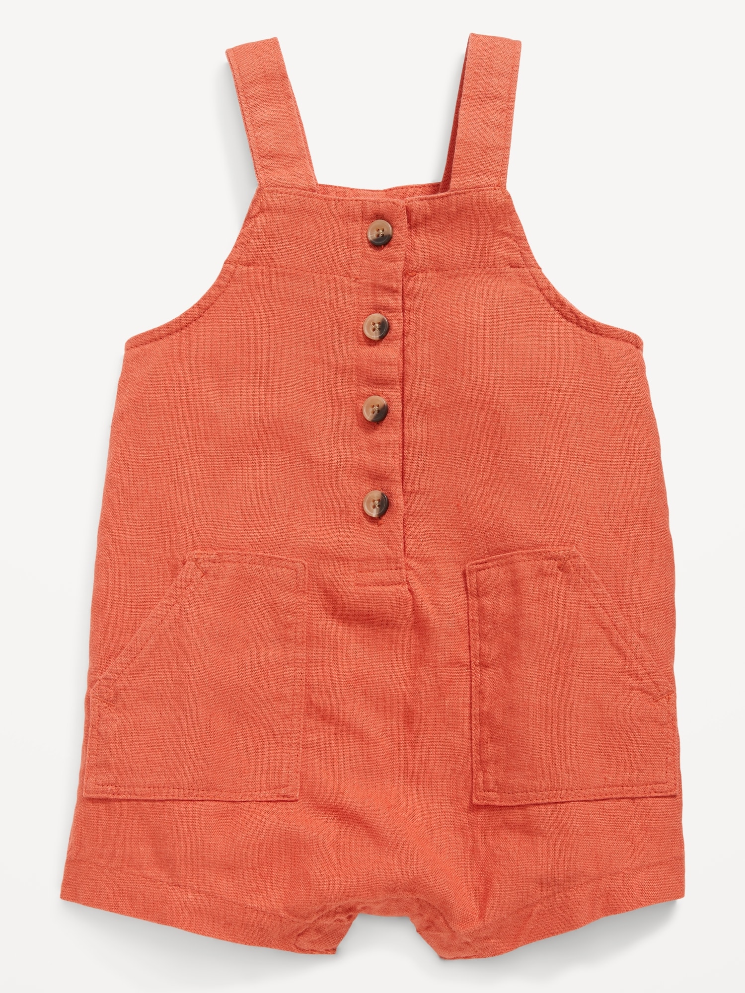 Old Navy Unisex Linen-Blend Sleeveless Short One-Piece for Baby red. 1