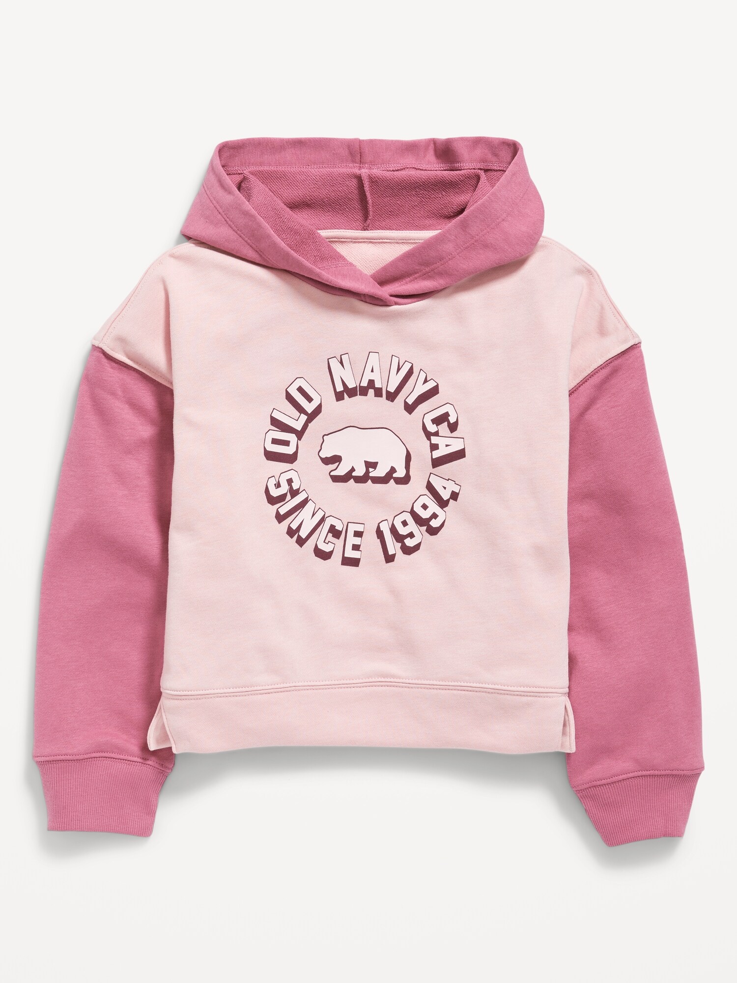 Old Navy Long-Sleeve Logo-Graphic Pullover Hoodie for Girls pink. 1