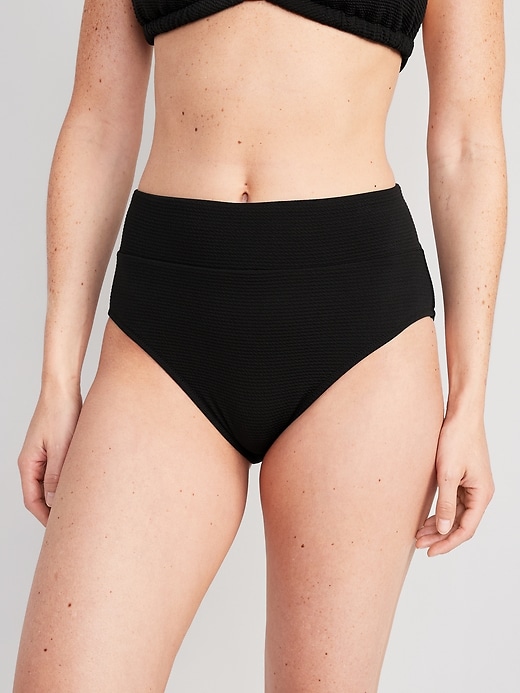 Image number 1 showing, High-Waisted Pucker Classic Bikini Swim Bottoms