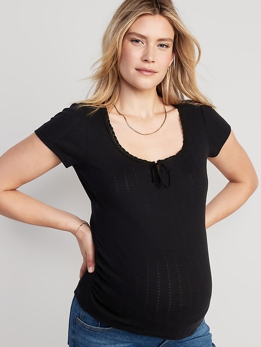 Image number 1 showing, Maternity Pointelle-Knit Top