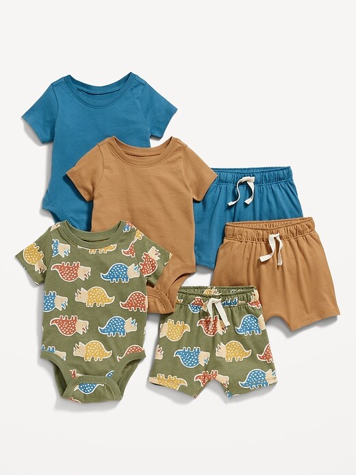 View large product image 1 of 3. 6-Piece Bodysuit and Shorts Set for Baby