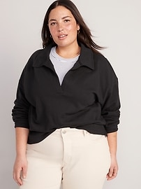 Slouchy Polo Pullover Sweatshirt