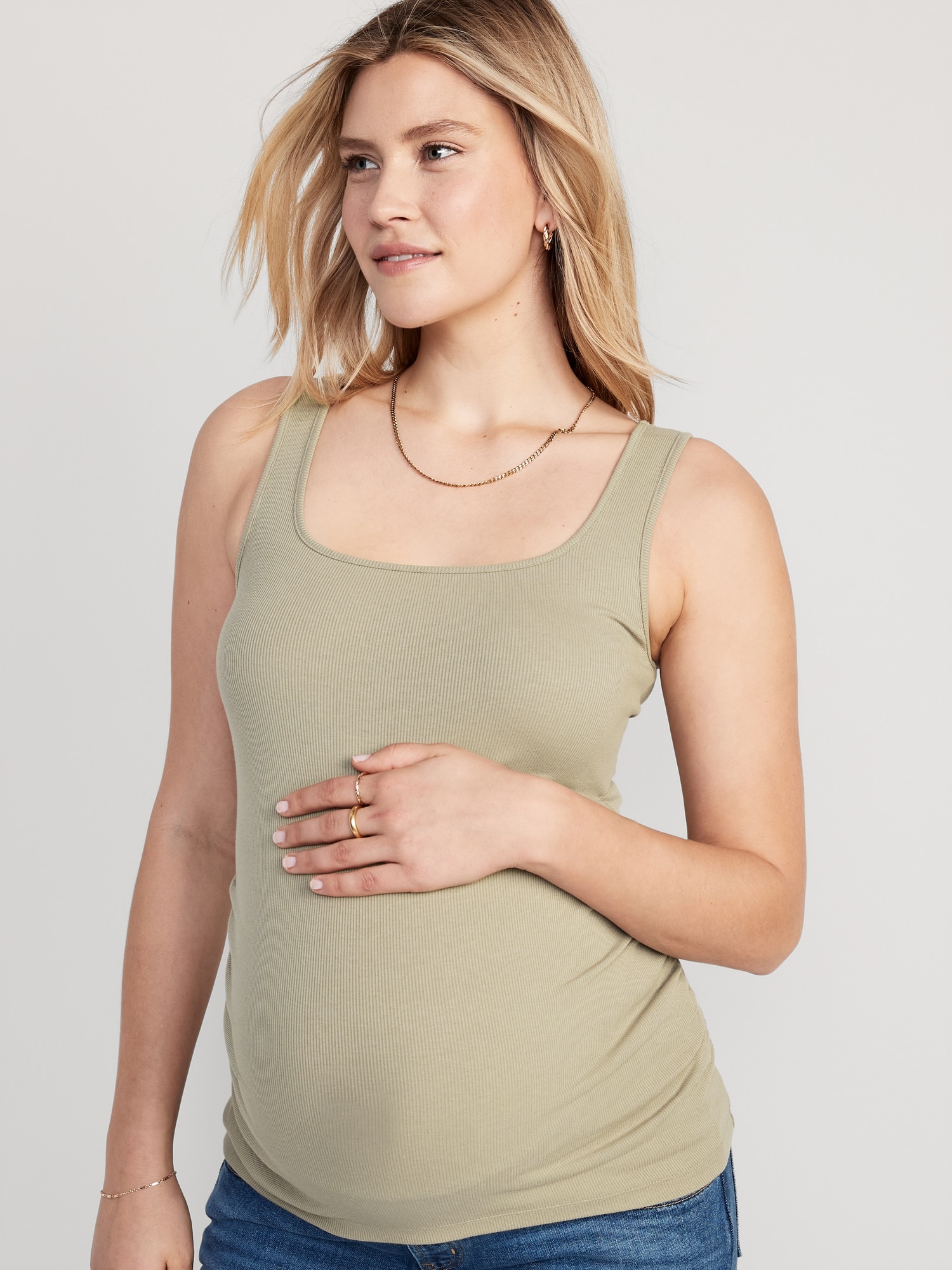 Old Navy Maternity Square-Neck Tank Top beige. 1