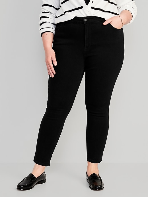 Image number 7 showing, High-Waisted Wow Super-Skinny Black-Wash Ankle Jeans for Women