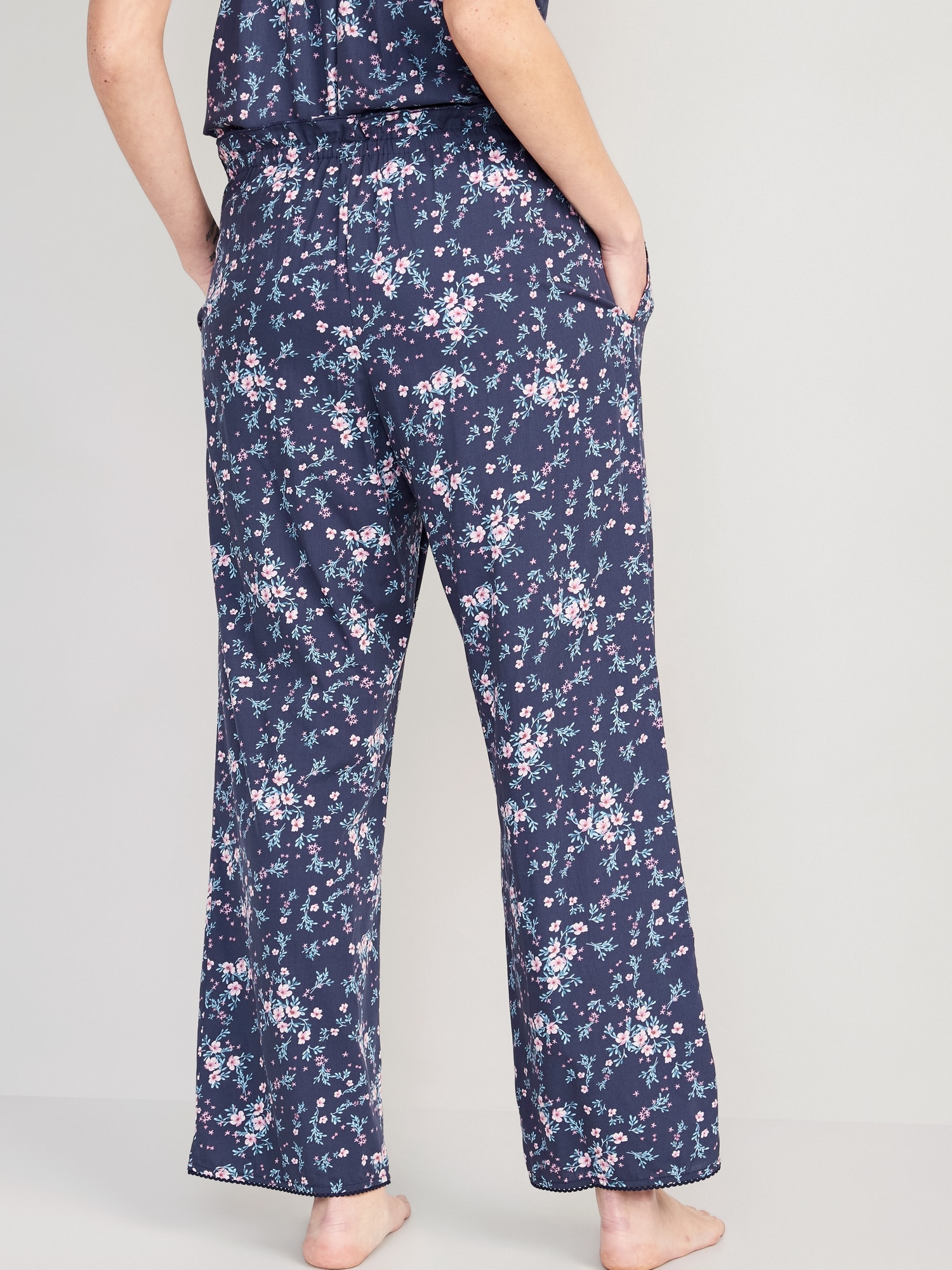 High-Waisted Floral Wide-Leg Pajama Pants