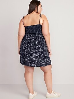 Fit & Flare Printed Tie-Shoulder Mini Dress for Women | Old Navy