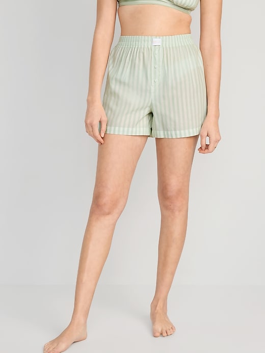 Image number 1 showing, Matching High-Waisted Printed Pajama Boxer Shorts - 3.5-inch inseam