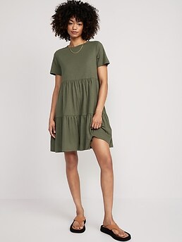 Tiered Mini Swing T-Shirt Dress