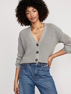 Lightweight Cotton and Linen-Blend Shaker-Stitch Cardigan Sweater for Women
