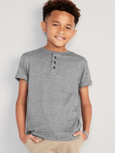 Striped Short-Sleeve Henley T-Shirt for Boys