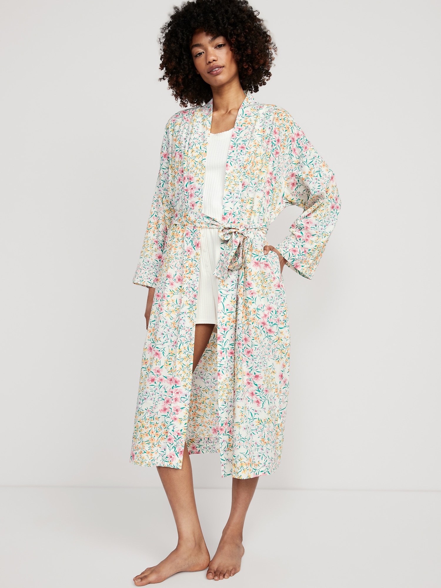 Floral Tie-Belt Robe | Old Navy