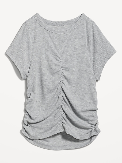 UltraLite Rib-Knit Ruched T-Shirt