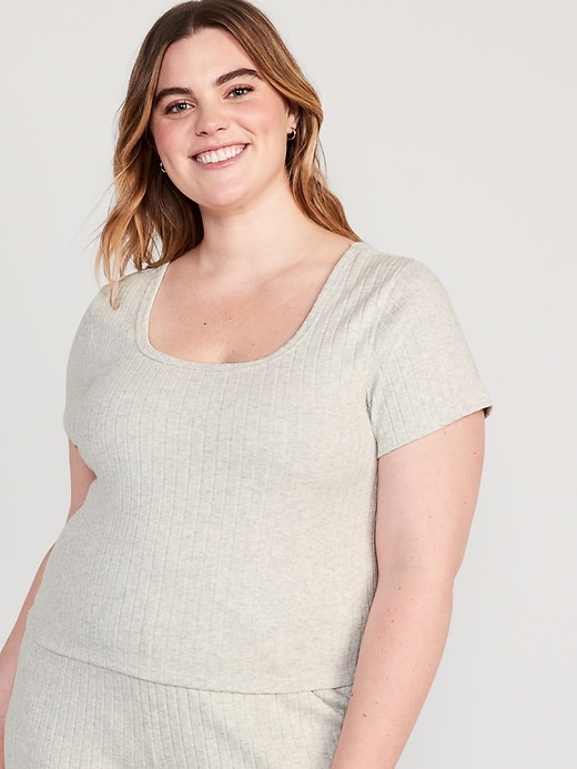 Image number 7 showing, Scoop-Neck Rib-Knit Pajama T-Shirt