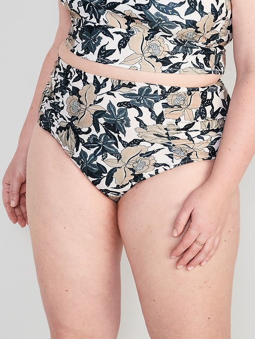 Image number 7 showing, High-Waisted Printed Ruched Bikini Swim Bottoms