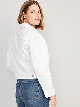 Cropped jean jacket on sale white