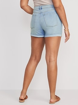 Mid-Rise Light-Wash Jean Shorts -- 7-inch inseam