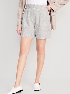 Extra High-Waisted Linen-Blend Taylor Shorts -- 6-inch inseam