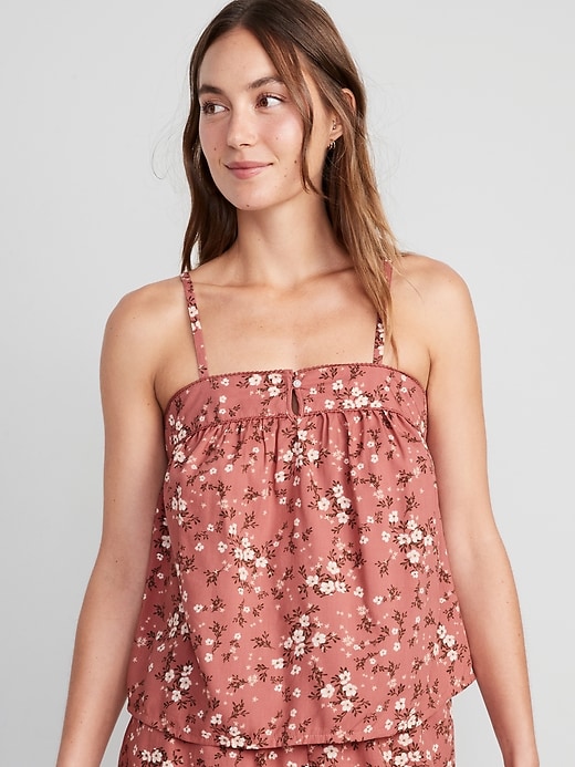 Image number 1 showing, Floral Smocked Pajama Cami Swing Top