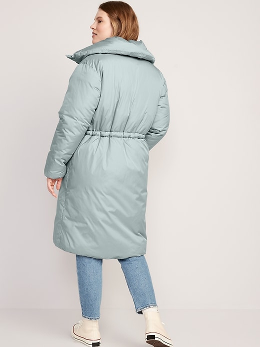 Image number 6 showing, Water-Resistant Long Duvet Puffer Coat for Women