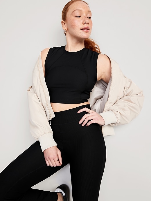 Image number 3 showing, PowerSoft Rib-Knit Crop T-Shirt
