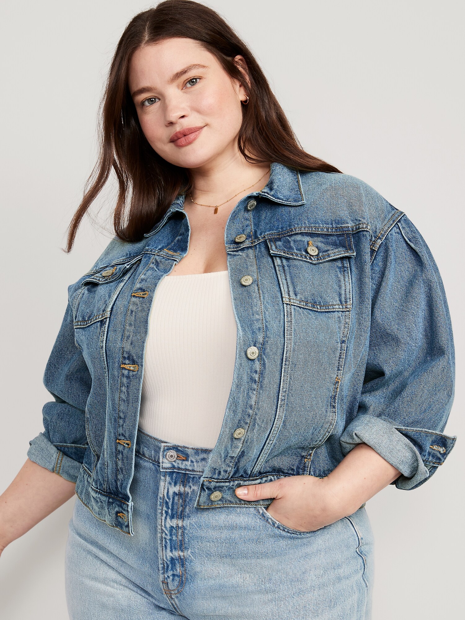 Plus size stretch sales jean jacket