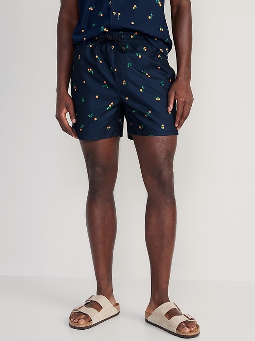 View large product image 1 of 2. Printed Swim Trunks -- 5-inch inseam
