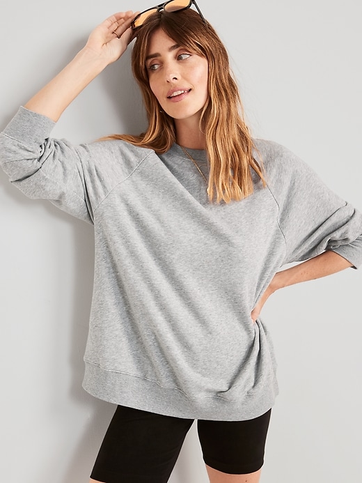 Image number 1 showing, Oversized French Terry Tunic Sweatshirt for Women