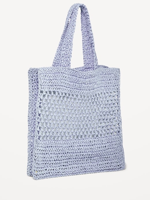 View large product image 1 of 1. Straw-Paper Crochet Tote Bag for Women