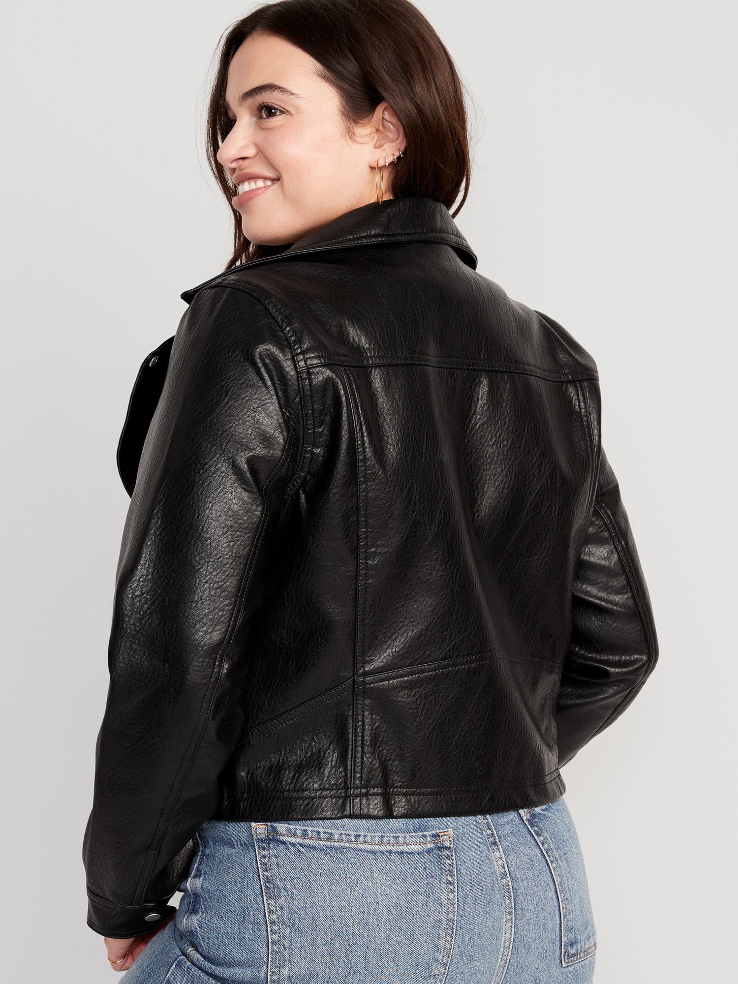 Wild Fable Women's Faux Leather Moto Jacket (XX-Large - Black
